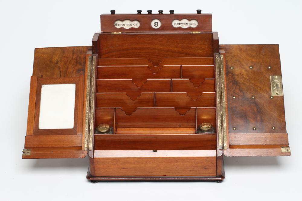 A VICTORIAN BURR WALNUT STATIONERY BOX Image