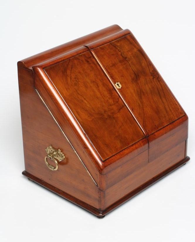 A VICTORIAN BURR WALNUT STATIONERY BOX Image