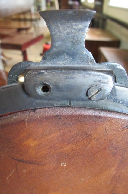 AN ARTS AND CRAFTS SILVERED STEEL FRAMED TOILET MIRROR Image