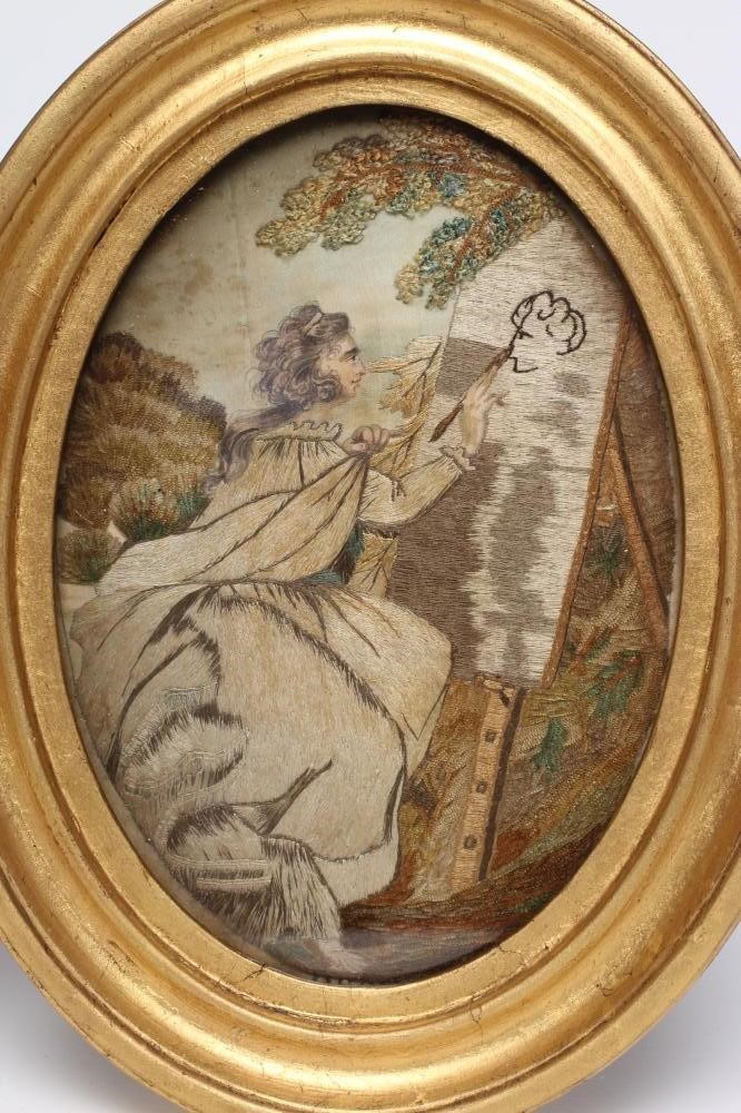 A PAIR OF SILK PICTURES Image