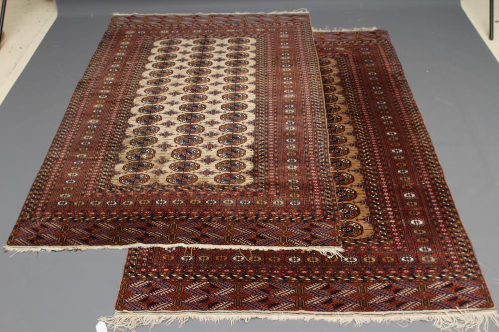 A PAIR OF BOKHARA DESIGN RUGS Image