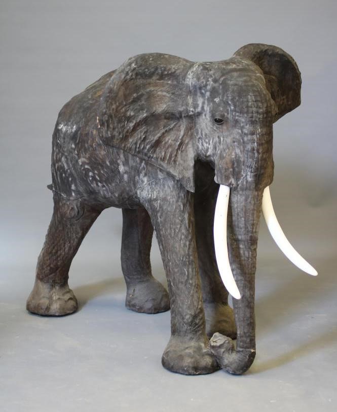A REPLICA LEATHER COVERED MODEL OF AN ELEPHANT Image