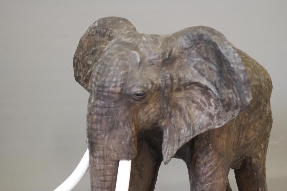 A REPLICA LEATHER COVERED MODEL OF AN ELEPHANT Image