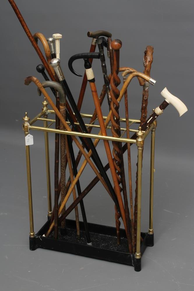 A VICTORIAN BRASS STICK STAND of oblong form Image