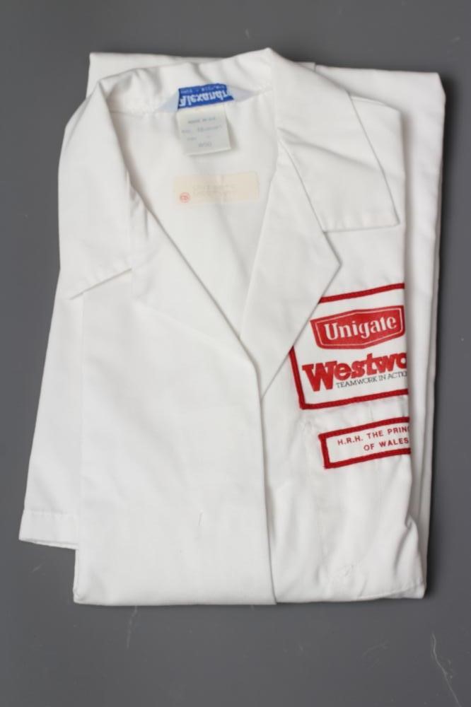 OF PRINCESS DIANA INTEREST - Two Unigate Dairy white factory coats worn by HRH on her visit to the Image