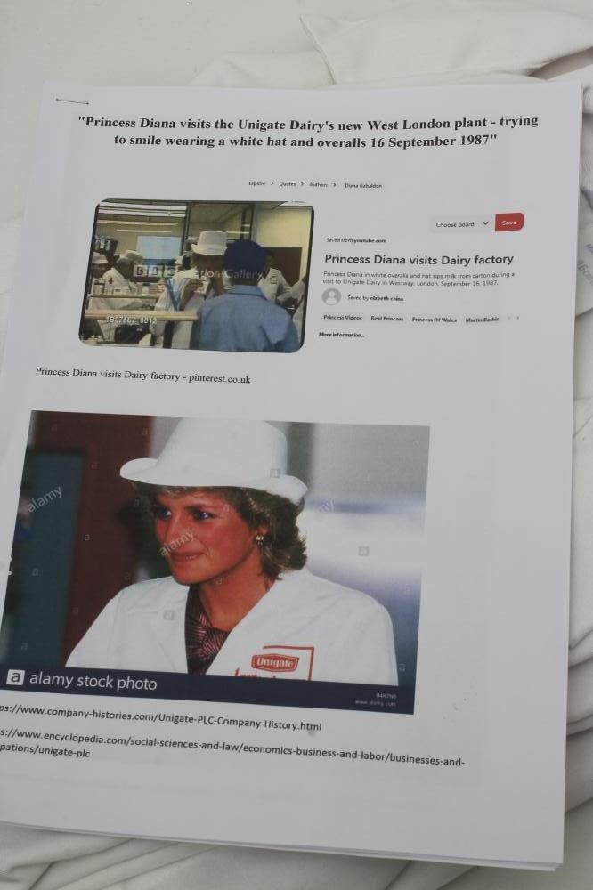 OF PRINCESS DIANA INTEREST - Two Unigate Dairy white factory coats worn by HRH on her visit to the Image