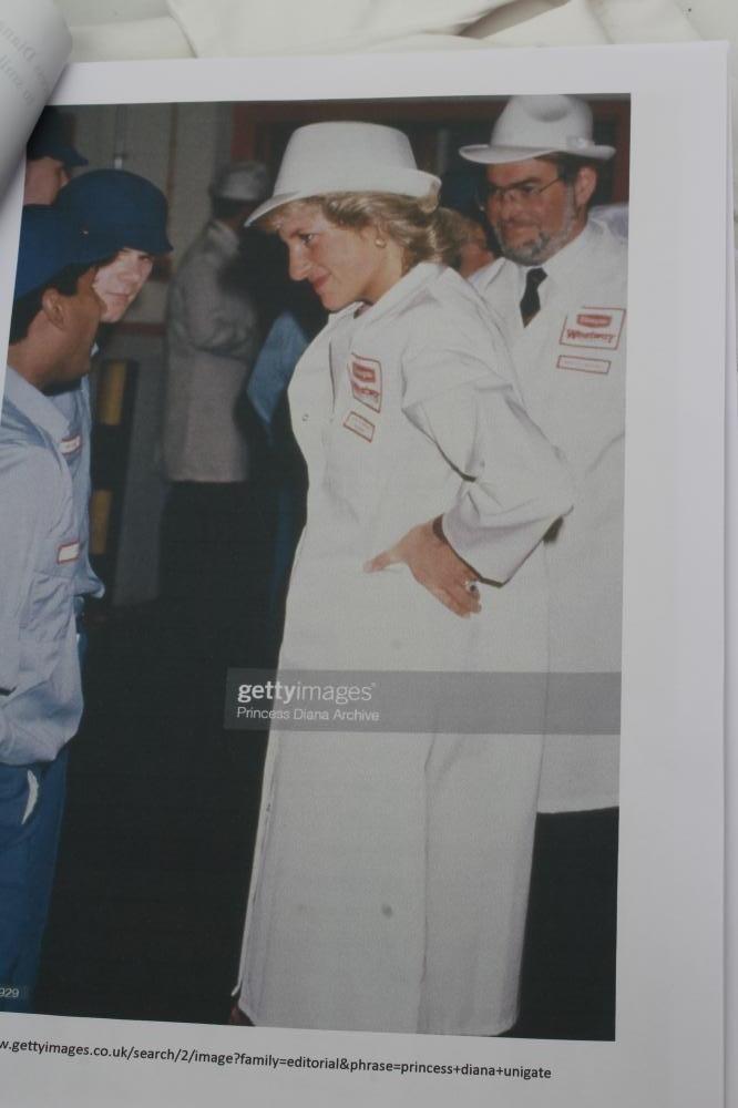 OF PRINCESS DIANA INTEREST - Two Unigate Dairy white factory coats worn by HRH on her visit to the Image