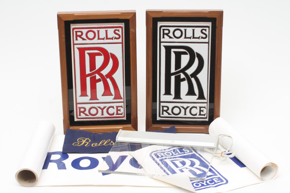TWO FRAMED CERAMIC ROLLS ROYCE LOGOS Image