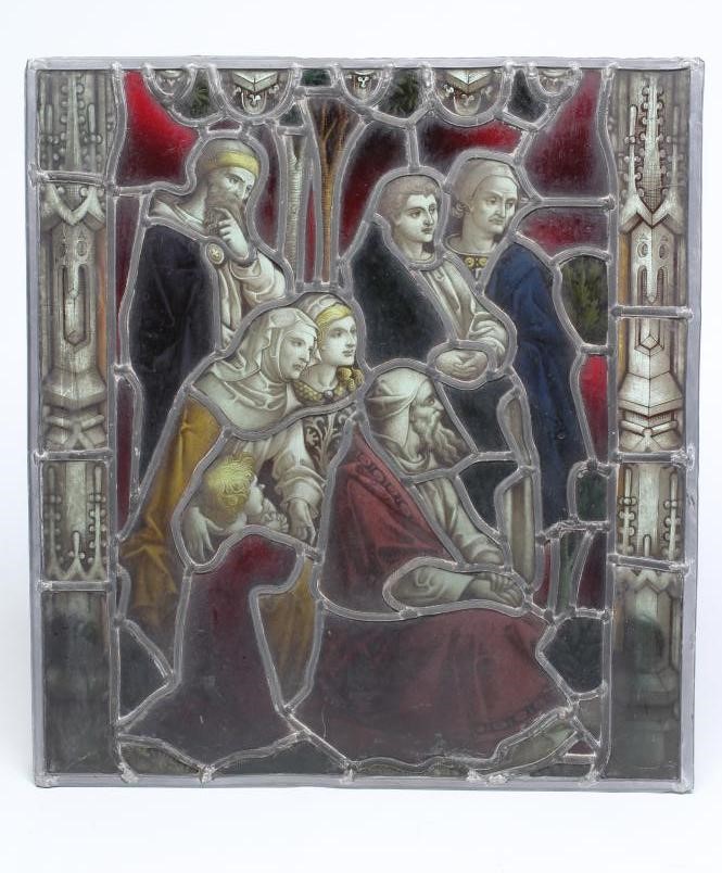 THREE VICTORIAN ECCLESIASTICAL LEADED GLASS PANELS Image