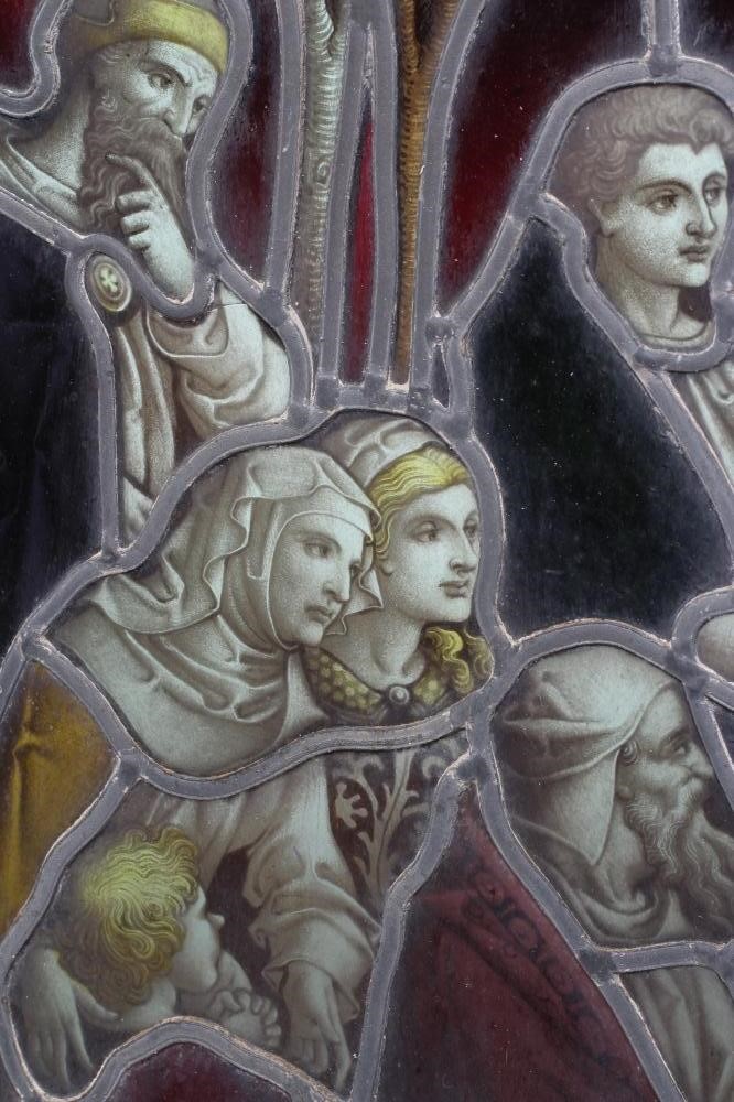 THREE VICTORIAN ECCLESIASTICAL LEADED GLASS PANELS Image