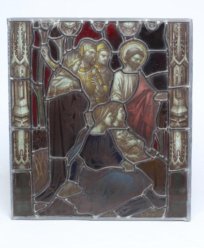 THREE VICTORIAN ECCLESIASTICAL LEADED GLASS PANELS Image
