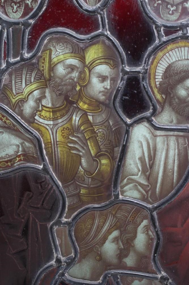 THREE VICTORIAN ECCLESIASTICAL LEADED GLASS PANELS Image