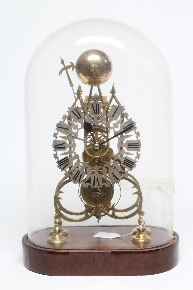 A BRASS GOTHIC STYLE SKELETON CLOCK Image
