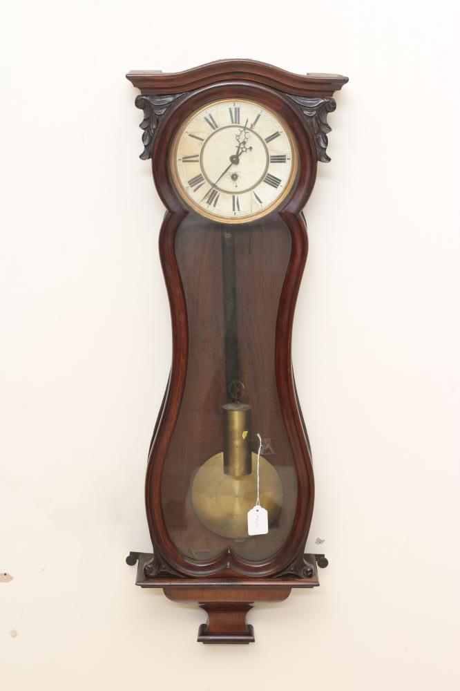 A ROSEWOOD CASED VIENNA STYLE WALL TIMEPIECE Image