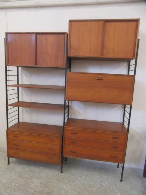 A STAPLES LADDERAX TEAK THREE SECTION MODULAR ROOM UNIT Image