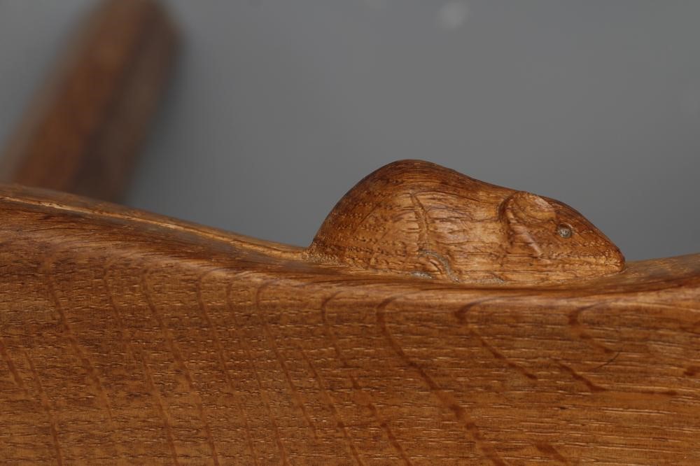 A ROBERT THOMPSON ADZED OAK STOOL Image