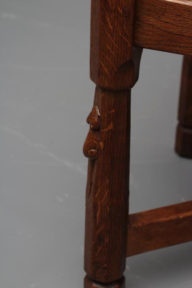 A RARE ROBERT THOMPSON ADZED OAK MONKS CHAIR Image