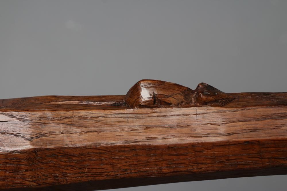 A RARE ROBERT THOMPSON ADZED OAK MONKS CHAIR Image