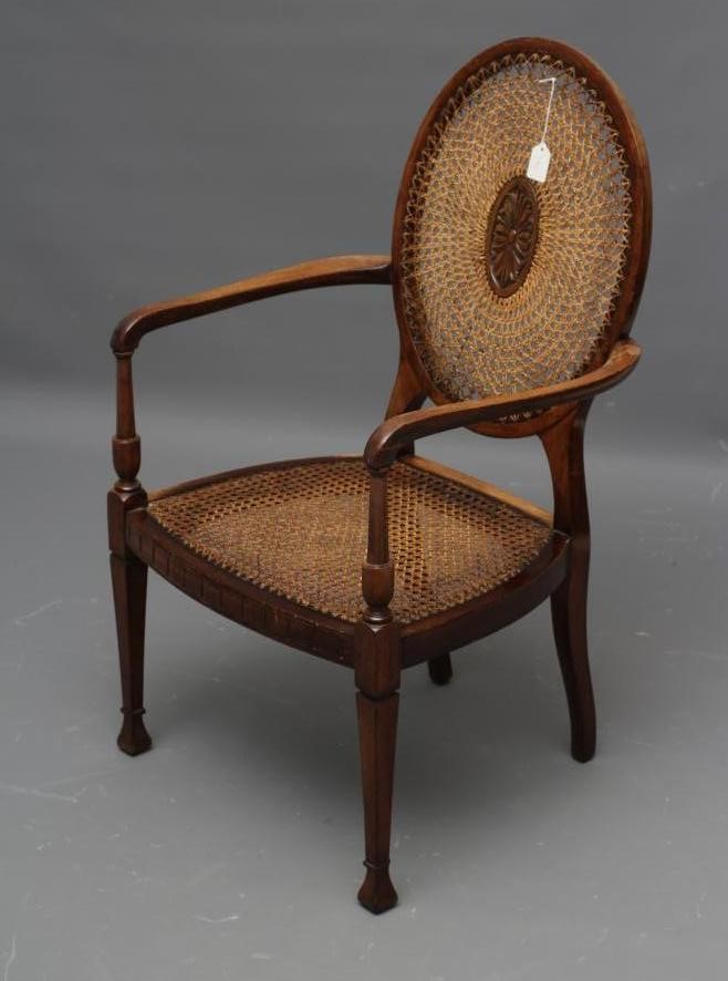 A GEORGIAN MAHOGANY HEPPLEWHITE STYLE  ELBOW CHAIR Image