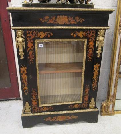 A VICTORIAN EBONISED AND FLORAL MARQUETRY PIER CABINET Image