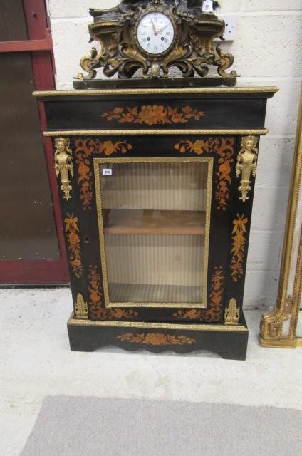 A VICTORIAN EBONISED AND FLORAL MARQUETRY PIER CABINET Image