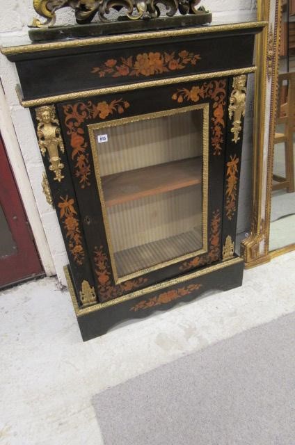 A VICTORIAN EBONISED AND FLORAL MARQUETRY PIER CABINET Image