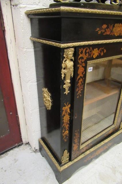 A VICTORIAN EBONISED AND FLORAL MARQUETRY PIER CABINET Image