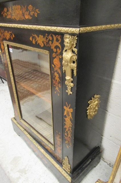 A VICTORIAN EBONISED AND FLORAL MARQUETRY PIER CABINET Image