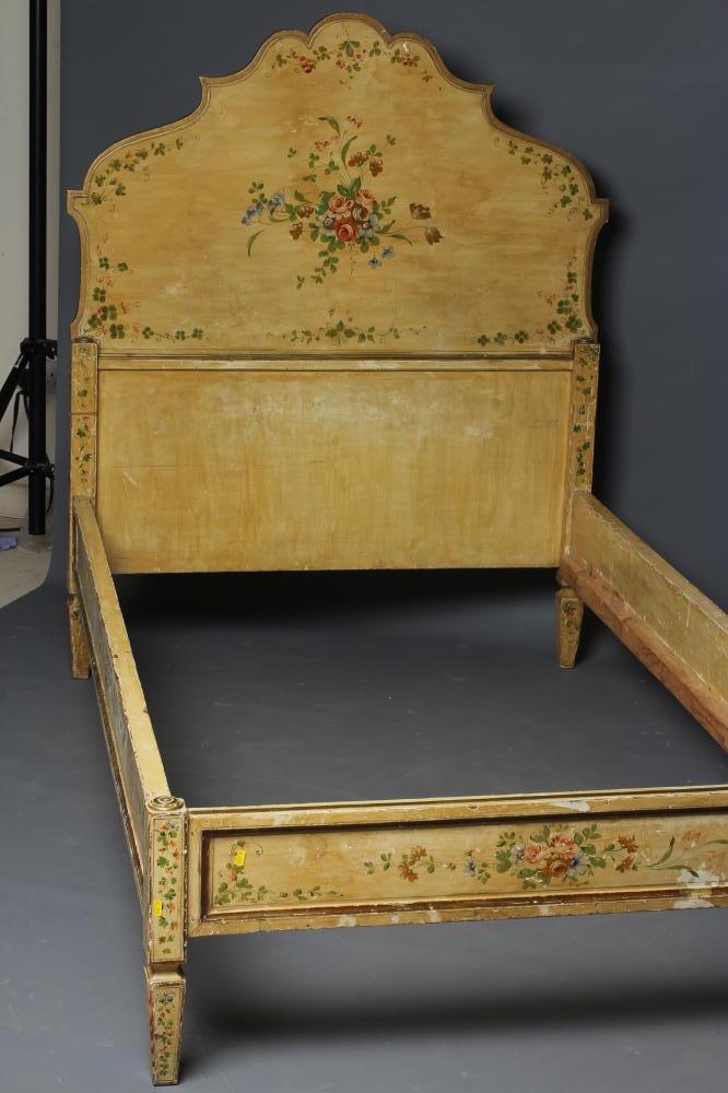 A FRENCH PAINTED PINE SINGLE BEDSTEAD Image