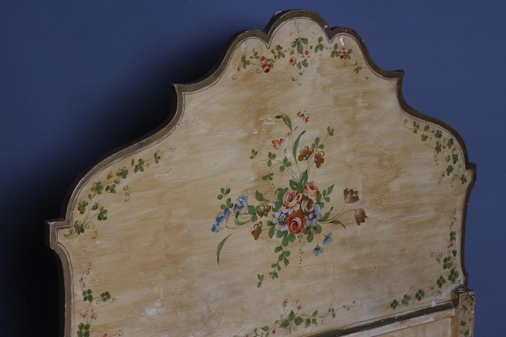 A FRENCH PAINTED PINE SINGLE BEDSTEAD Image