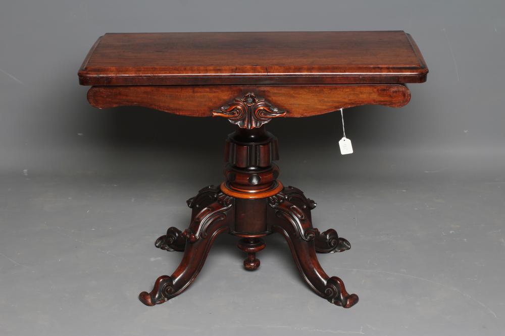 A VICTORIAN ROSEWOOD FOLDING CARD TABLE Image