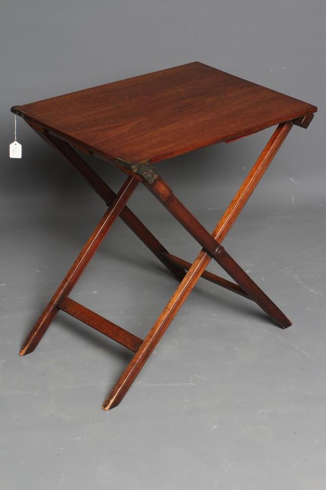 A MAHOGANY CAMPAIGN FOLDING TABLE Image