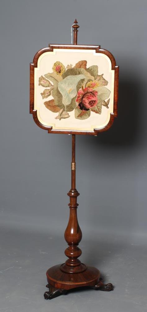 A VICTORIAN ROSEWOOD POLE SCREEN Image