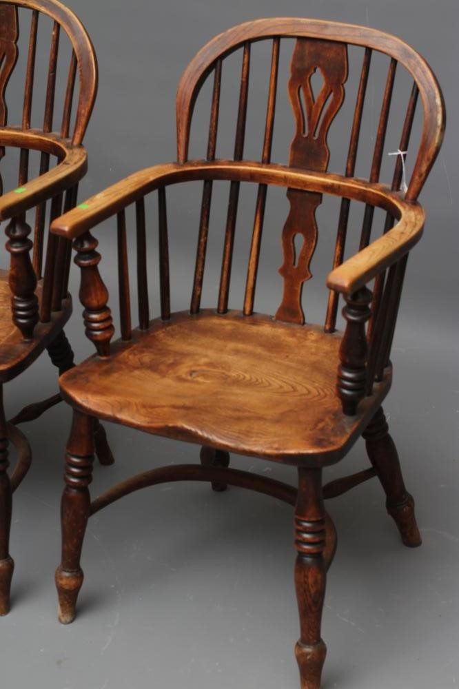 A PAIR OF VICTORIAN WINDSOR ARMCHAIRS in ash and elm Image