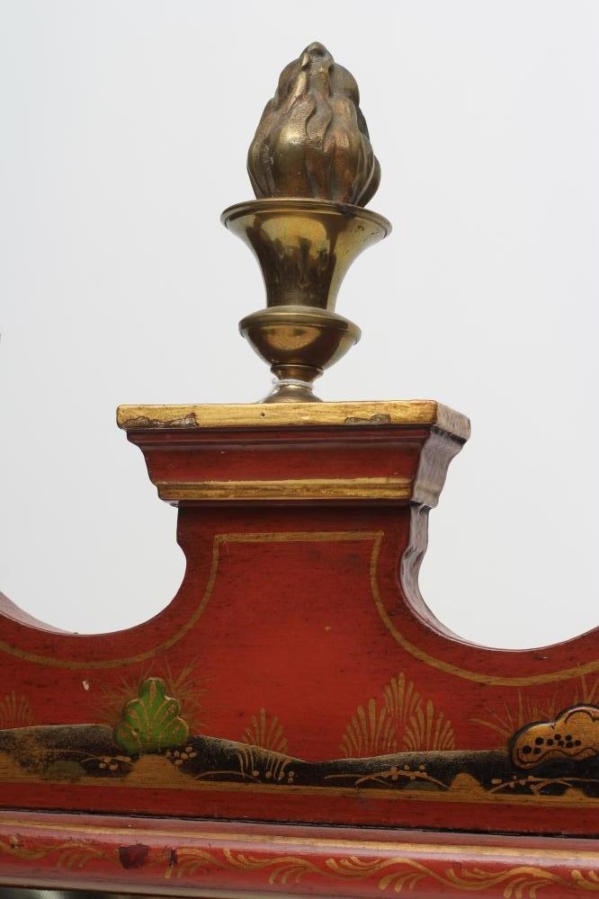 A RED LACQUERED CHINOISERIE OVERMANTEL MIRROR Image