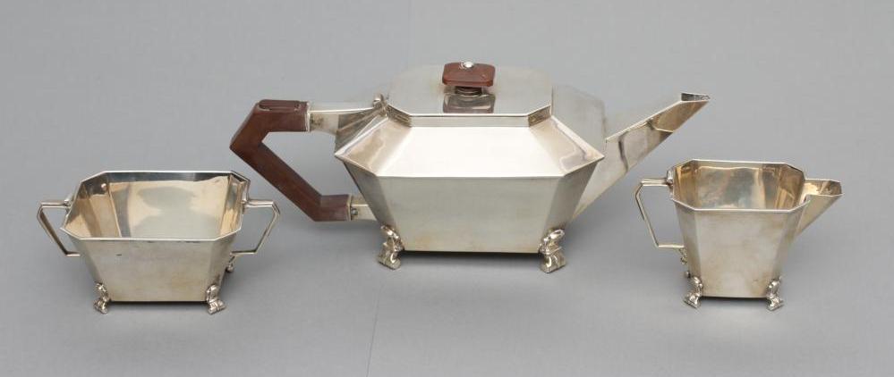 AN ART DECO COMPOSITE THREE PIECE TEA SERVICE Image