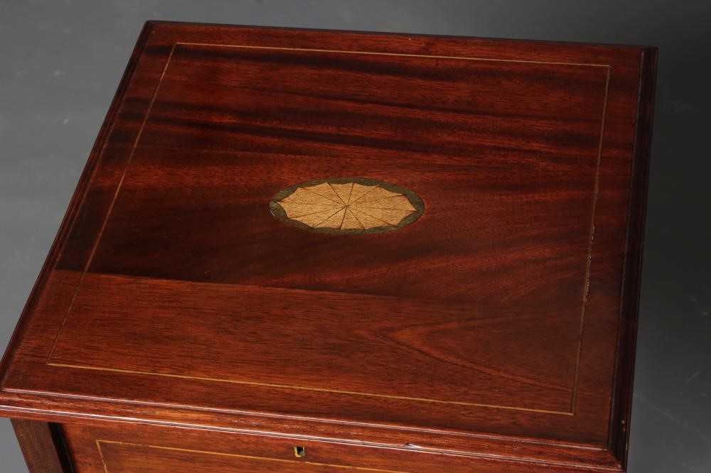 AN EDWARDIAN MAHOGANY SEWING TABLE of oblong form with stringing Image