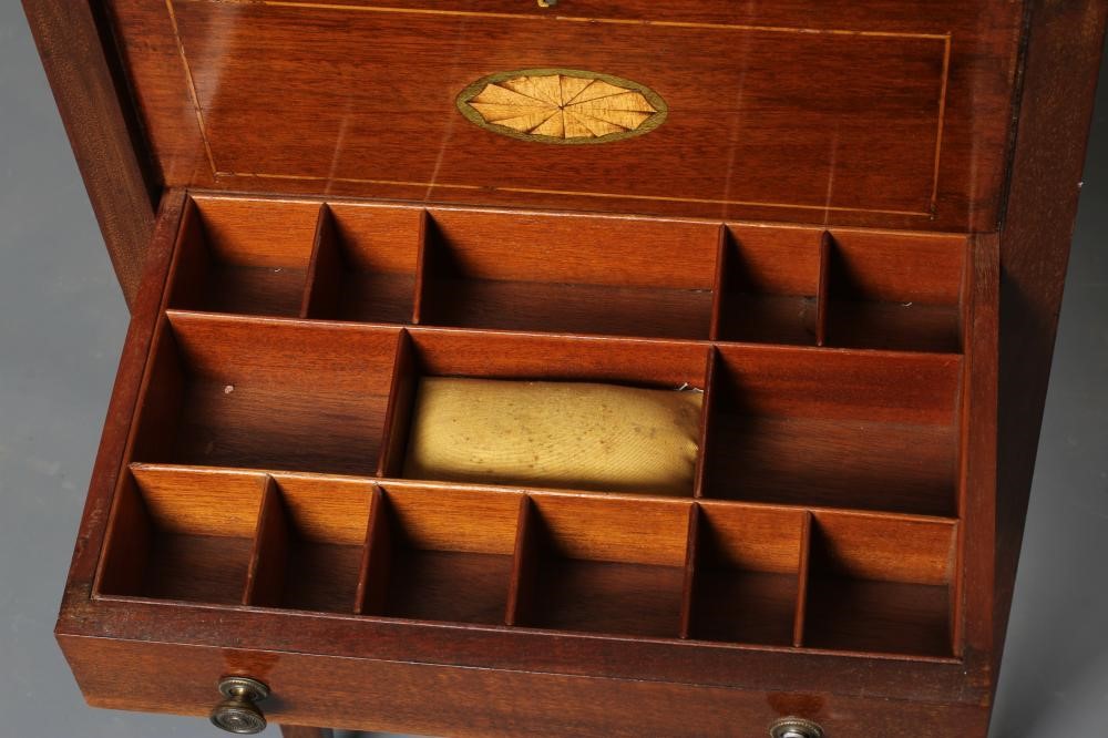 AN EDWARDIAN MAHOGANY SEWING TABLE of oblong form with stringing Image