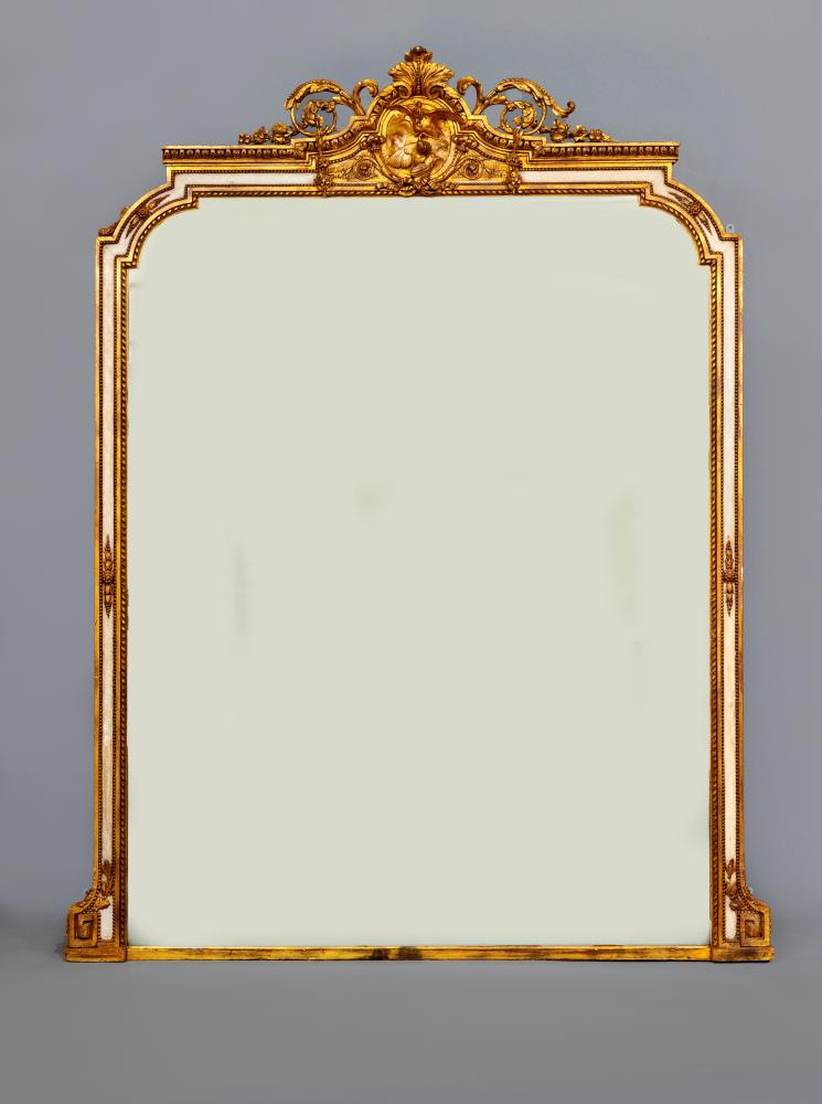 A LARGE VICTORIAN GILT GESSO AND PAINTED PIER GLASS Image