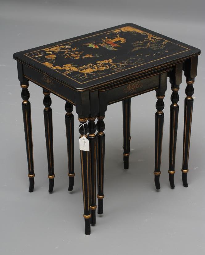 A NEST OF THREE CHINOISERIE TABLES Image