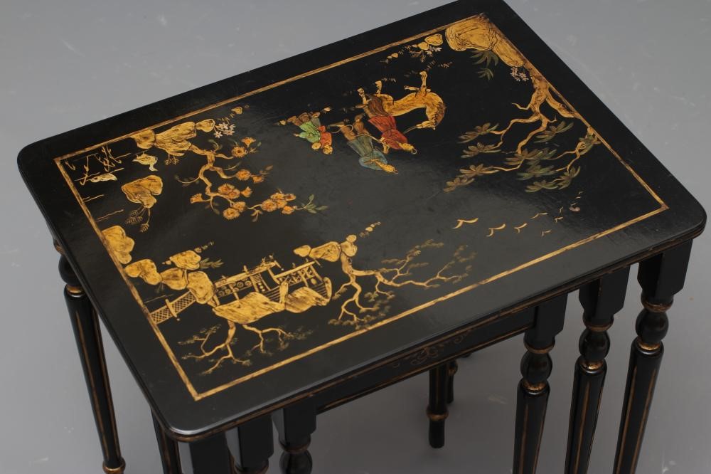 A NEST OF THREE CHINOISERIE TABLES Image