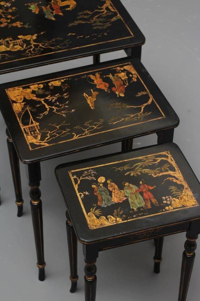 A NEST OF THREE CHINOISERIE TABLES Image
