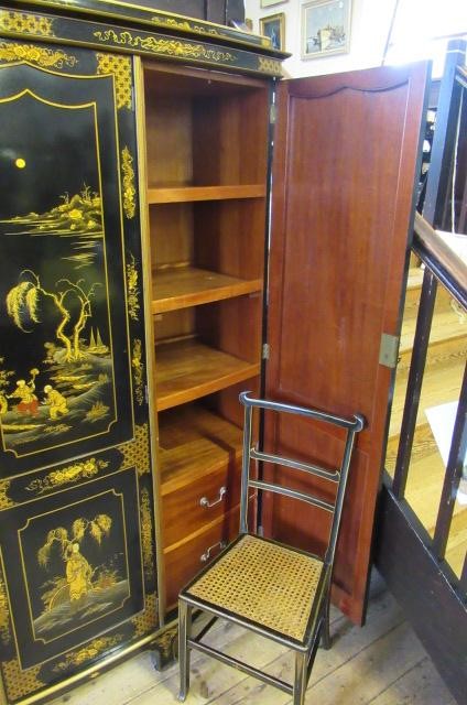 A CHINOISERIE BLACK LACQUERED TEN PIECE BEDROOM SUITE Image