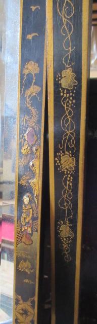 A CHINOISERIE BLACK LACQUERED TEN PIECE BEDROOM SUITE Image