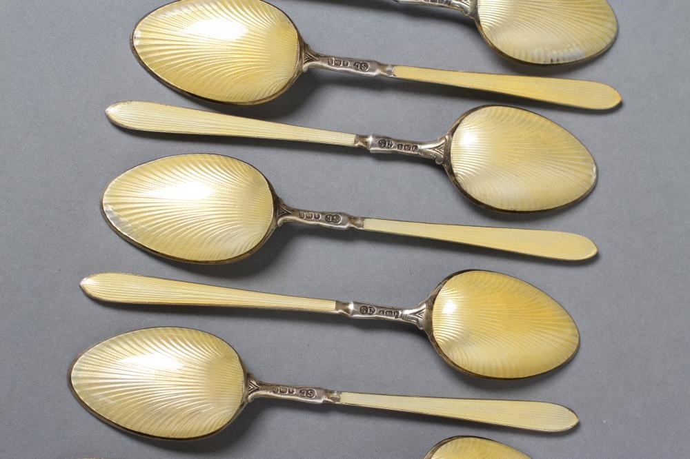 A SET OF EIGHT ART DECO GILT COFFEE SPOONS Image