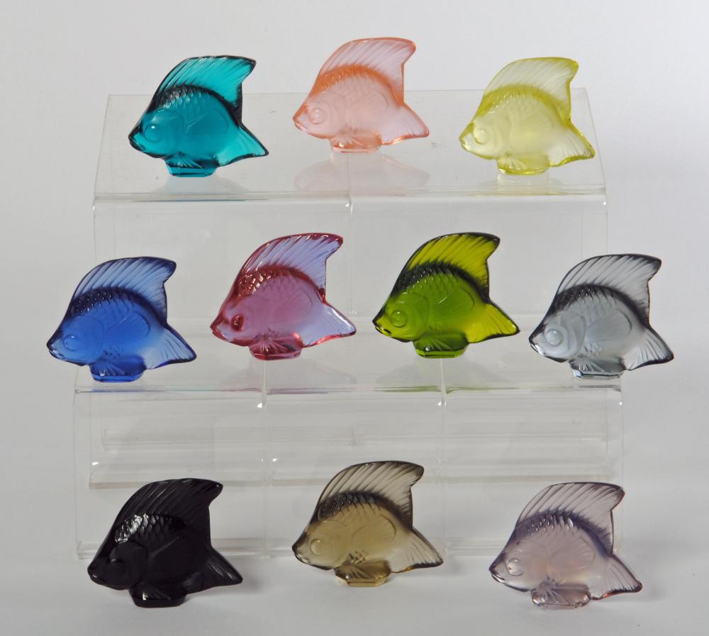 A COLLECTION OF TEN LALIQUE GLASS ANGEL FISH Image