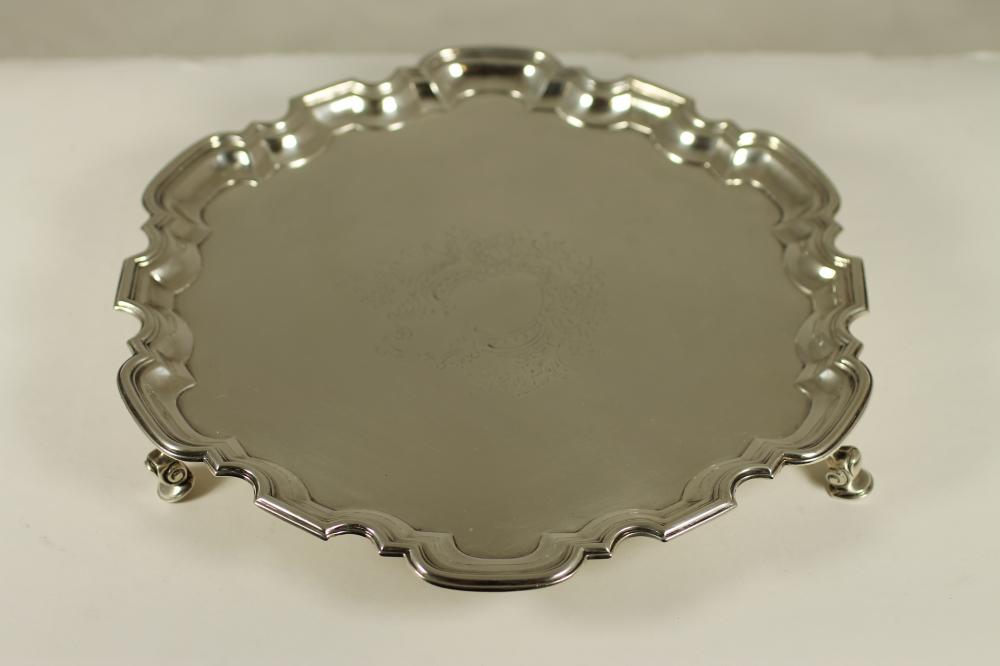 AN EDWARDIAN SILVER SALVER Image