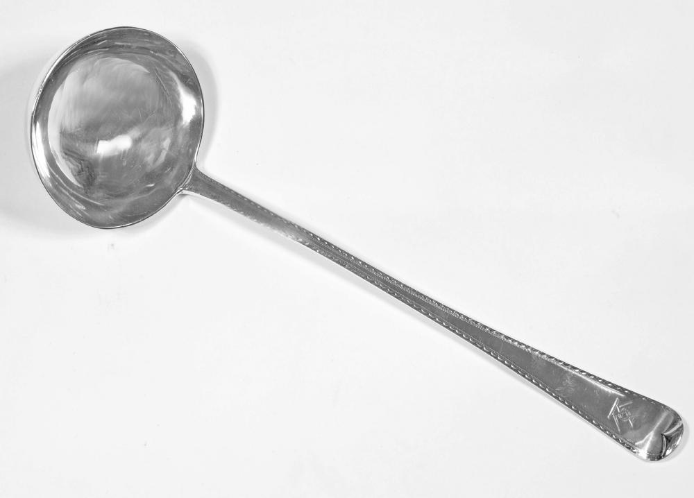 A VICTORIAN SILVER SOUP LADLE Image