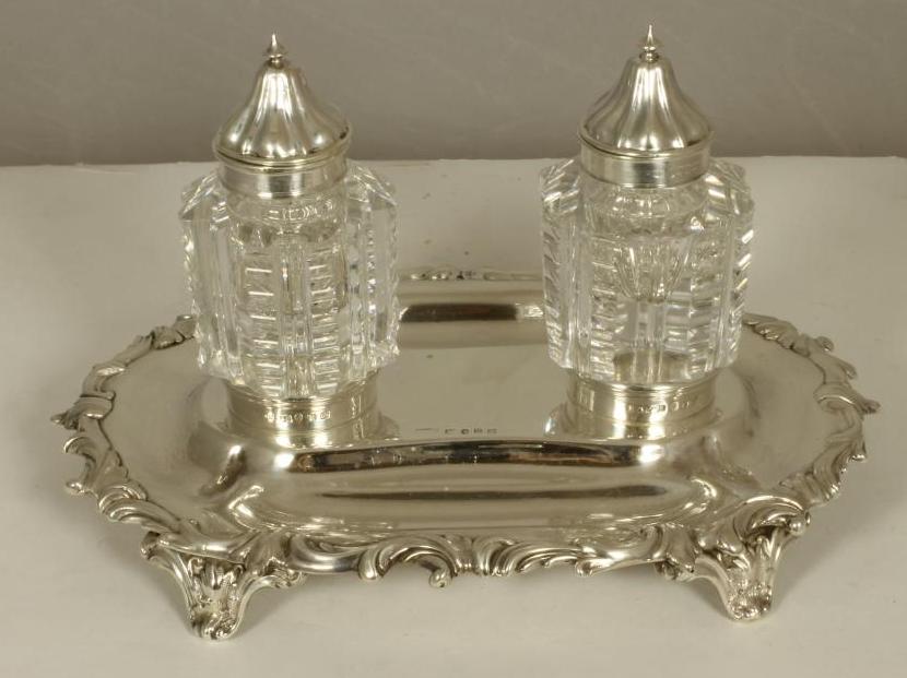 A VICTORIAN SILVER DESK STANDISH Image