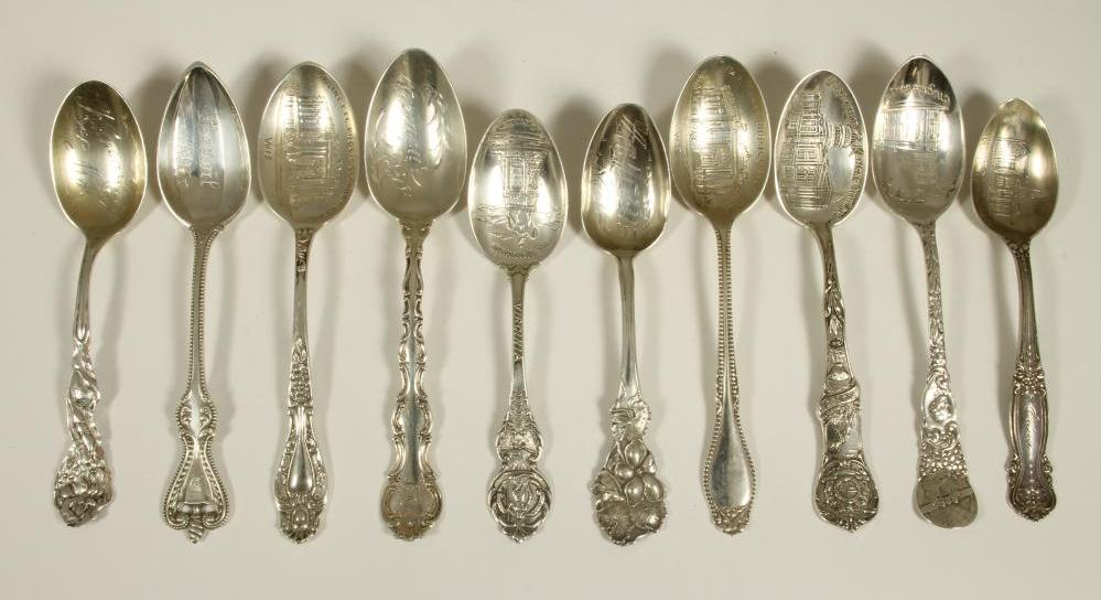 A COLLECTION OF TEN AMERICAN SOUVENIR SPOONS Image